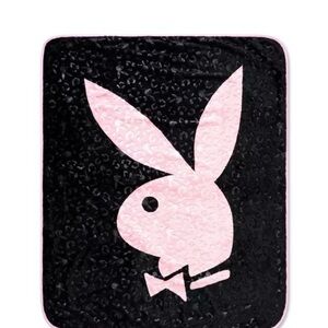 PLAYBOY Black Blanket with Pink Bunny Logo